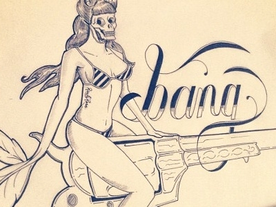 Bang girl hand lettering type typography
