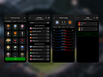 LiveScores app design football live mobile score sport ui ux