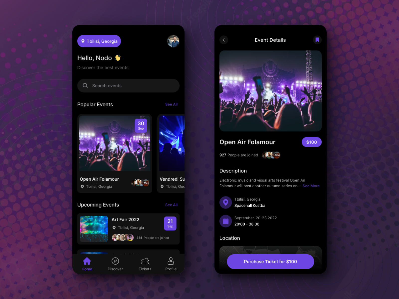 Event App by Nodo Lomidze on Dribbble