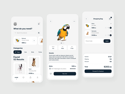 Pet Adoption App animation app branding clean design graphic design illustration typography ui ux