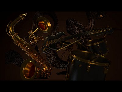 Jazz Night ID 3d 3d animation animation c4d instruments jazz kinetic type kinetic typography