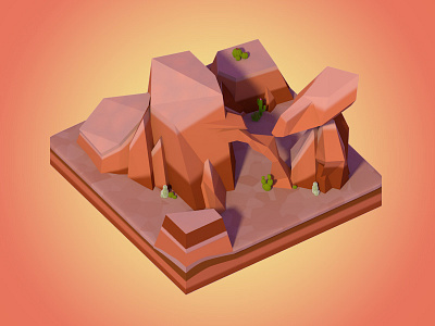 Desert 3d desert landscape lowpoly