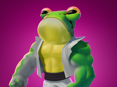 Toad San character frog illustration karate toad