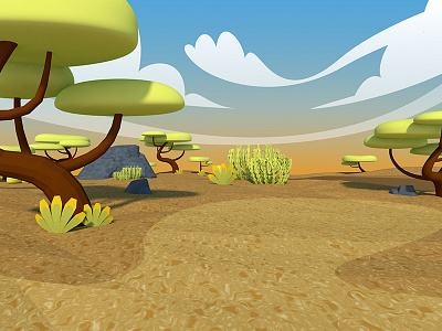 Savanna environment gameart landscape lowpoly savanna