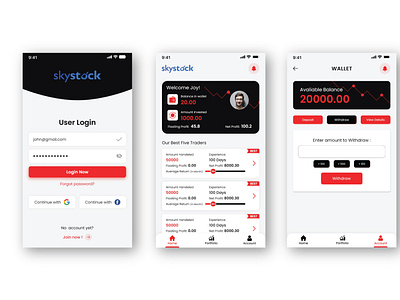 SkyStock App UI Design | UX Design