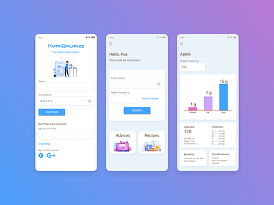 NutriBalance design mobile app ui ux web