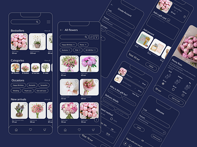 BLOOM Flower Delivery App_dark theme design mobile app ui ux web design