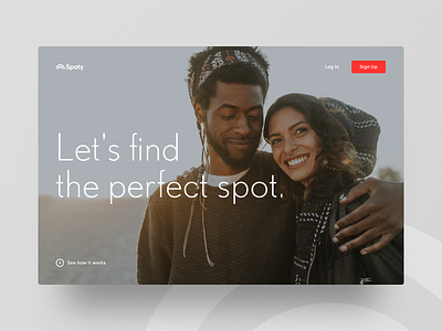 Perfect Spot booking booking app booking system couple cta landing page minimal photo red relax spot travel ui ux webdesign