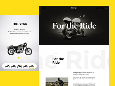 Triumph brand clean design fresh home page minimal new triumph typography web