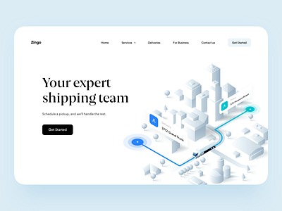 Shipping Landing Page 3d delivery graphics hero illustration isometric landing page location map platform shipment ui ux web