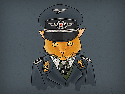 Luftwaffe Kater cat drawing german illustration suit