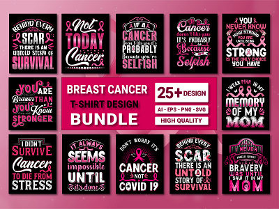 Breast Cancer Typography t-shirt design bundle