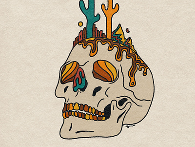 Deserted album art art design illustration illustrator procreate psychedelic retro skull art skull logo tattoo