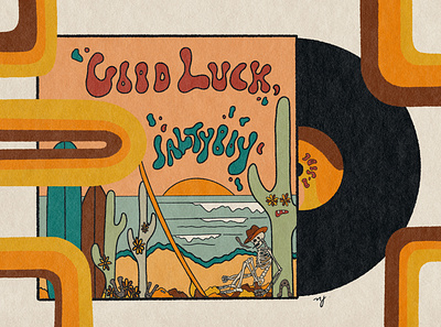 Good Luck Saltyboy - Vinyl Cover album art album cover design illustration illustrator merchandise psychedelic retro skull art vinyl vinyl record