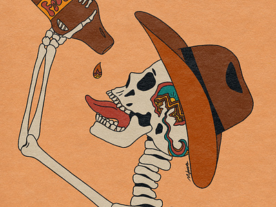 ADHD 70s album art cowboy design illustration illustrator logo psychedelic retro skull art tattoo