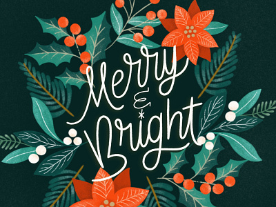 Merry & Bright botanical illustration illustration lettering merry xmas merrychristmas procreate script