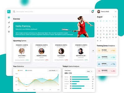 sports dashboard app design productdesign squash ui ux