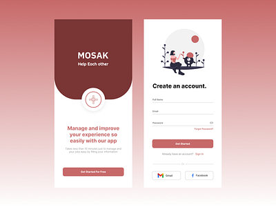 MOSAK - Onboarding & SingUp Screens app daily dailyui design mobile on boarding onboarding page screens sign up signup typography ui ui design uiux ux