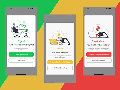 Flash Messages app application design error flash illustration information messages mobile poppins screens shop shopping success typography ui uiux ux