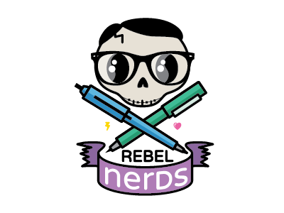 Rebel Nerds v03 braces cross bones glasses lol nerd pen rebel skull