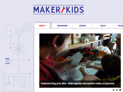 Maker Kids Homepage background blueprint deisng homepage illustration web