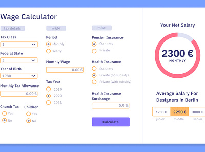 Daily UI Challenge – Wage Calculator calculate calculator calculator ui daily 100 challenge daily ui dailyui dailyuichallenge design salary calculator ui ux