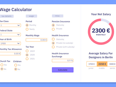 Daily UI Challenge – Wage Calculator calculate calculator calculator ui daily 100 challenge daily ui dailyui dailyuichallenge design salary calculator ui ux