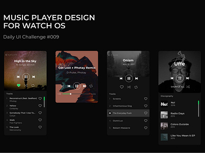 Music Player for Watch OS daily 100 challenge daily ui dailyui dailyuichallenge design music app music player ui ux watchos