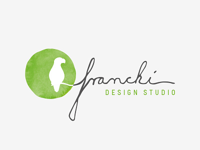 Franchi DESIGN STUDIO bird green handwritten logo logoart parrot watercolor