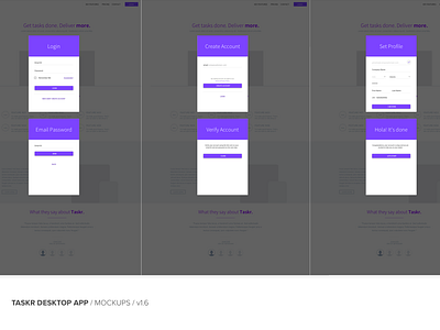 Taskr Desktop App - Signup Flow desktop app flat ui purple signup user flow