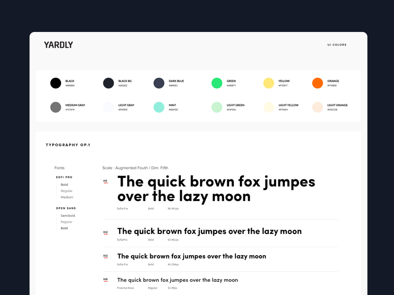 Yardly - Style Guide design system style guide