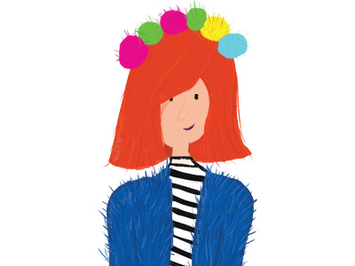 Meet Olivia colorful digital drawing fashion fun handmade illustration pompom portrait