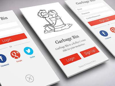 Garbage Bin Registration Process android app clean comic flat gag ios iphone minimal social ui ux