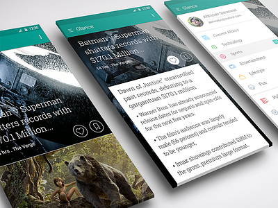 Glance - News, polls & more android cards flat ios iphone minimal mobile news poll profile ui ux