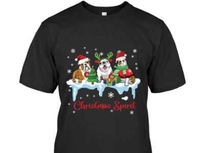 Bulldog Christmas-T-Shirt website link 👇