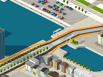 Isometric landscape for real estate project isometric map