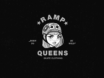 Ramp Queens branding character concept girl illustration logo retro skate
