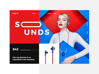 Headphones slider #1 colorfull colors design headphones mondrianizm sound ui uidesign ux uxdesign