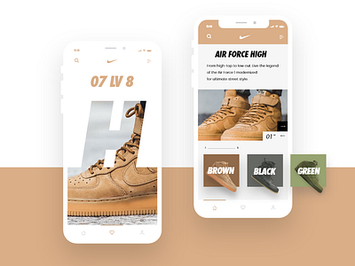 Nike App air app brown design fashion force nike sneakers ui ux