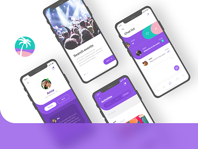 Social app app branding colors design flat light logo minimal purple social ui ux vector