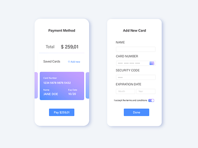 Payment Method | UI Daily Challenge 002 (Credit Card Checkout) app design branding dailyui dailyuichallenge ui ux