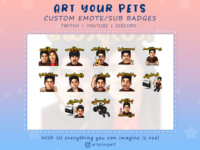 CUSTOM EMOTES/STICKERS FOR YOUR CHANNEL 2d art emotes emotestwitch graphicdesign