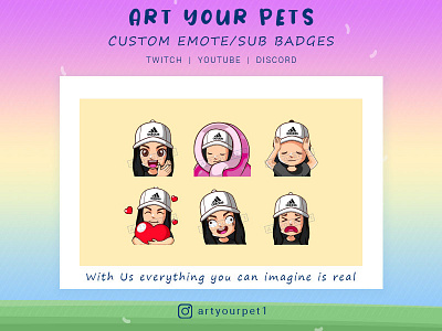 custom girls emotes 2d art emoteart emotestwitch graphicdesign