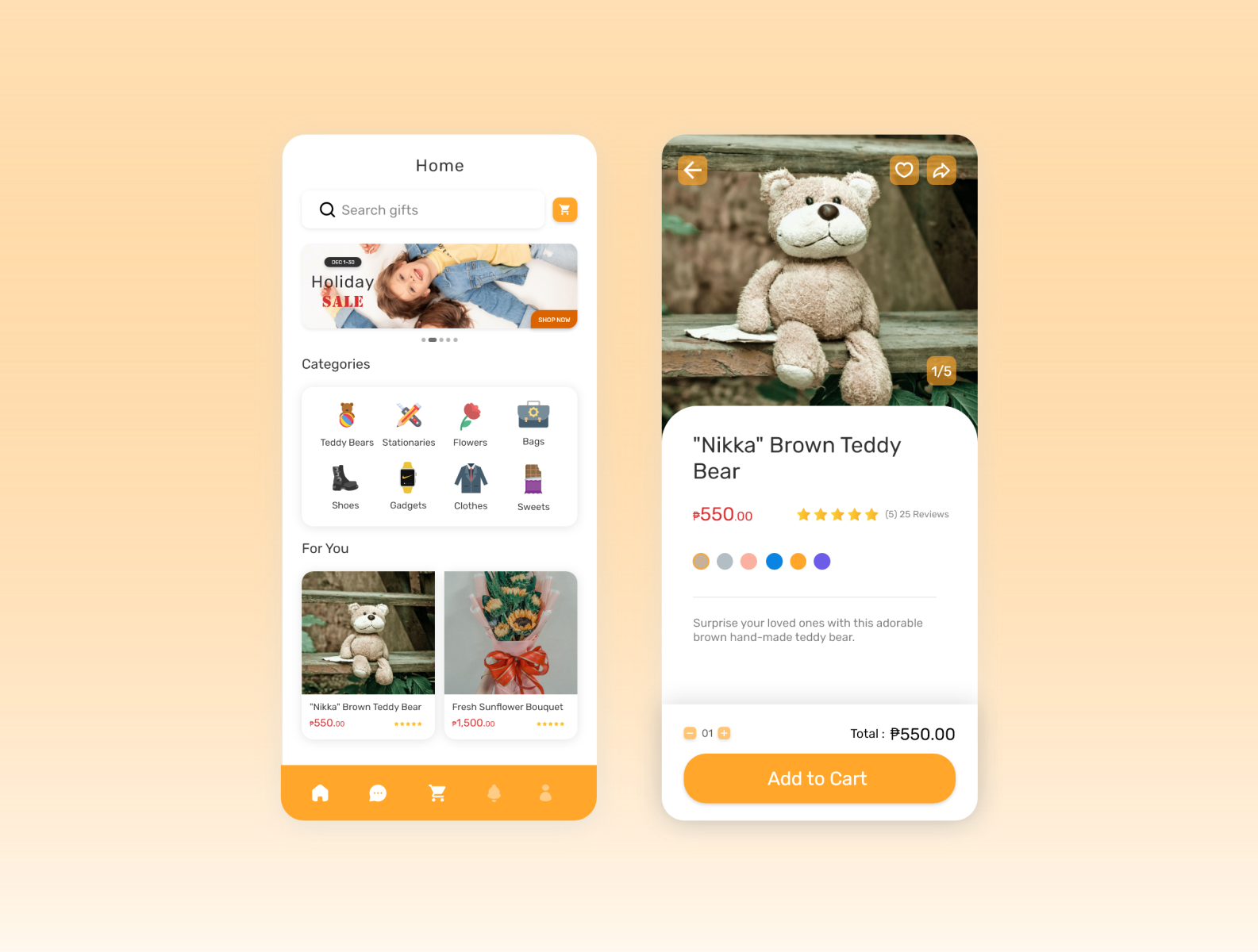 Online Gift Shopping // Home Page // UI design by Beverly Orofeo on