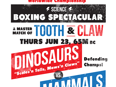 Dinos vs Mammals boxing poster