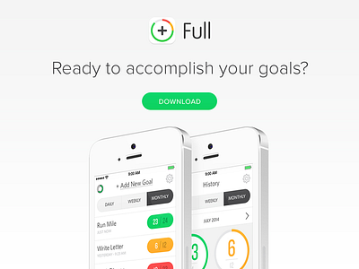 Full 2.0 - Website app clean goals grey ios ipad iphone modern ui web website white