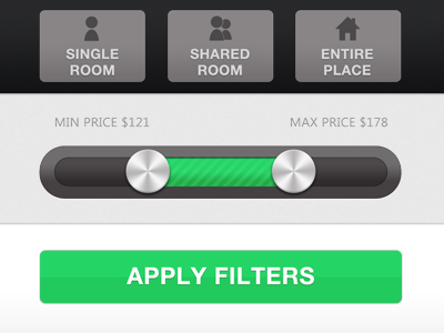 app pricing filter app buttons dial green hotel menu price chart slider teal ui user interface