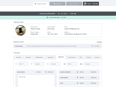 Vetify Admin Note admin dashboard health notes pet vet web