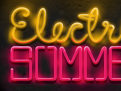 Electric Summer concrete electric glow lights neon orange pink red summer typography wall yellow