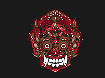 Balinese Mythology 2d art aesthetic atmospheric colorful design ethinc graphic design illustration mask mythology vector